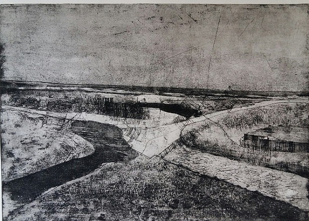 IJstijd. Ets. 50x70 cm.