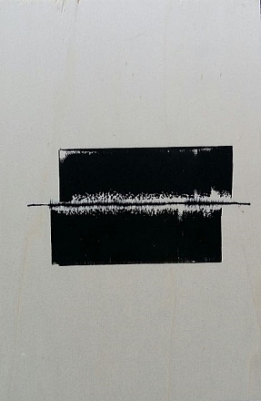 Kartondruk, oostindische inkt op paneel. 30x20 cm.