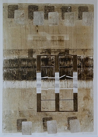 Waterstanden. Ets, sjabloondruk, materiaaldruk. 70x50 cm. 