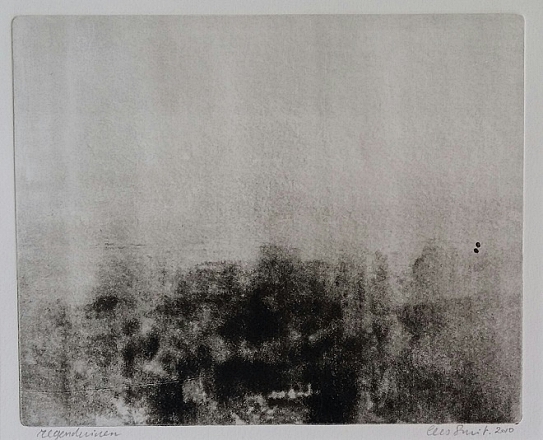 In de duinen. Ets. 40x30 cm.
